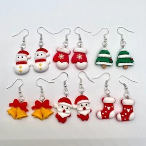 Christmas Earrings - Snow Men, Mittens, Trees, Bells, Santa , Stockings